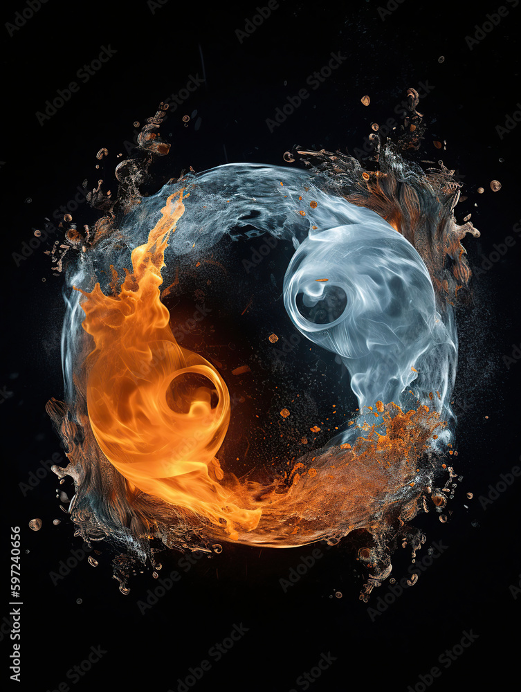 fire and water - yin yang concept - tao symbol, generative ai Stock ...