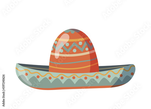 sombrero hat. Traditional Mexican costume element isolated on beige background. clipart. vector illustration