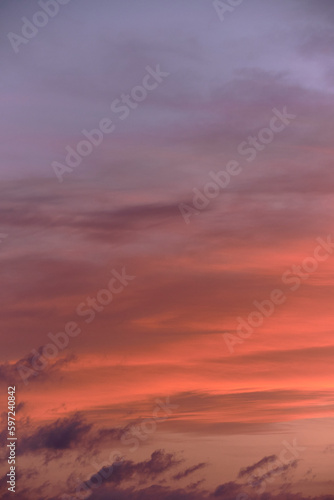 Sky light after sunset. orange background  clouds