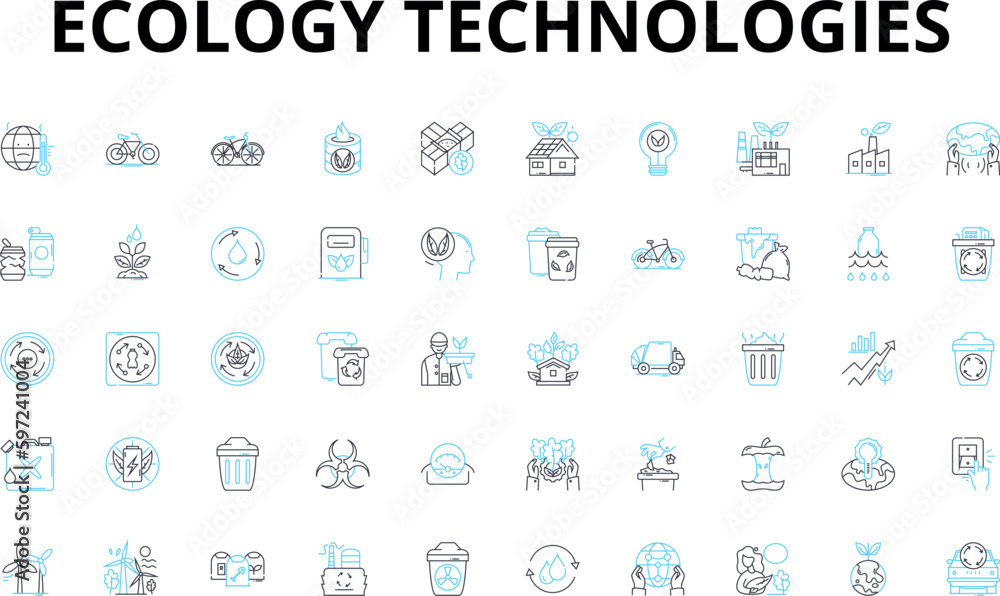 Ecology technologies linear icons set. Solar, Wind, Geothermal, Biomass, Hydroelectric, Carbon-neutral, Composting vector symbols and line concept signs. Generative AI Ecology technologies linear icons set. Solar, Wind, Geothermal, Biomass, Hydroelectric, Carbon-neutral, Composting vector symbols and line concept signs. Generative AI