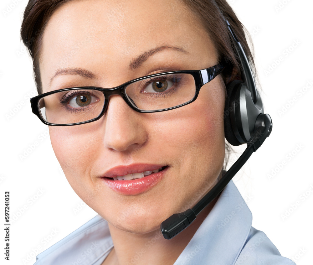 Call center operator business woman, Isolated Call center operator business woman, Isolated