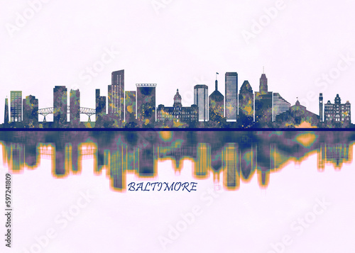 Baltimore skyline, Cityscape, Skyscraper, Buildings, Landscape, city background, modern architecture, downtown, abstract, Landmarks, travel, business, building, view, corporate