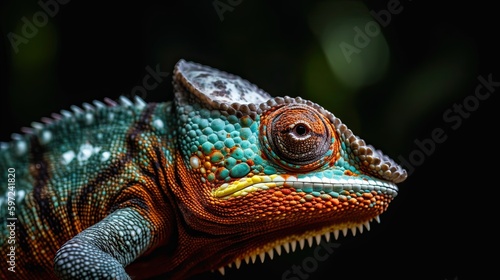 Exotic Wildlife  Close-Up Portrait of a Colorful Panther Chameleon  Generative AI