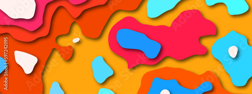 Abstract colorful paper cut wavy liquid background layout design. abstract background with waves. Abstract papercut and multi layer.