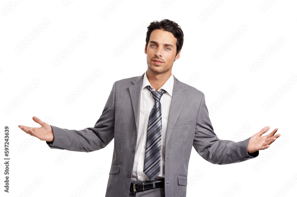 Confident, open arms and portrait of business man on isolated, png and transparent background. Corporate, professional and male entrepreneur with confidence, pride and gesture for decision or choice Confident, open arms and portrait of business man on isolated, png and transparent background. Corporate, professional and male entrepreneur with confidence, pride and gesture for decision or choice