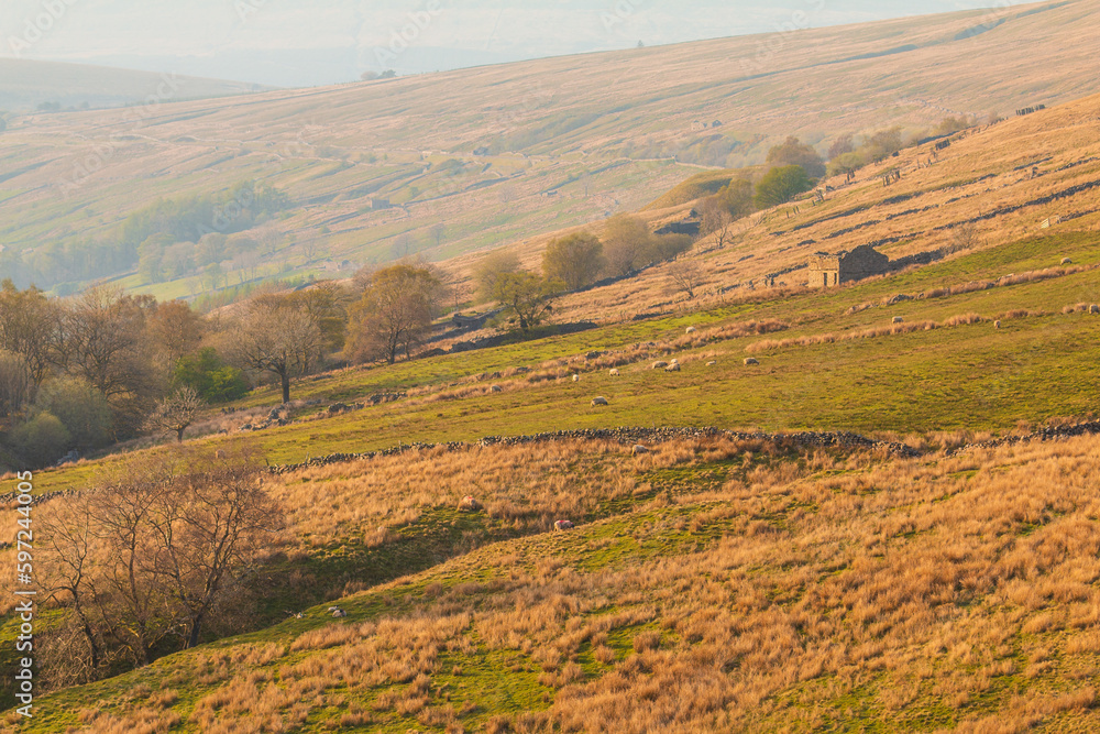 Fototapeta premium View of the hills at sunset in North UK. Sedbergh, Cumbria. UK.