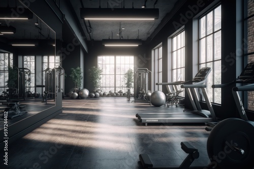 Elevate Your Workout in a Blissful Gym with Beatitude Light, generative AI © Artificial Soul