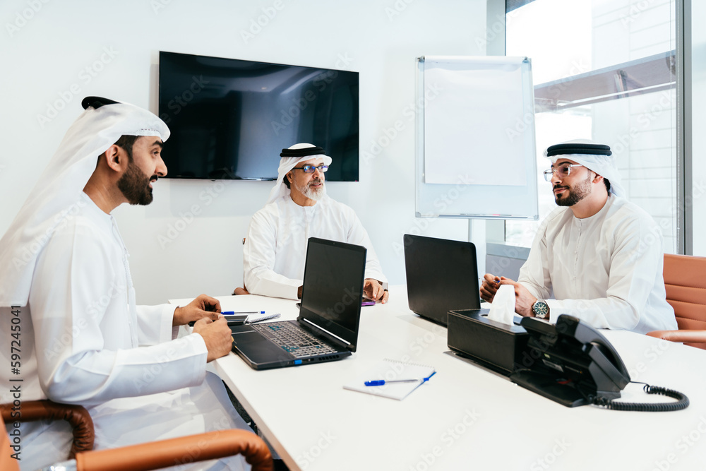 Group of middle-eastern corporate business people meeting in the office Group of middle-eastern corporate business people meeting in the office