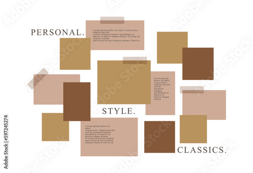 Vector photo collage template moodboard pictures grids vector illustration