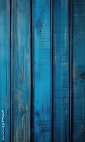 Vintage wooden planks background texture - Old weathered wooden plank painted in blue color - Generative AI - Generative