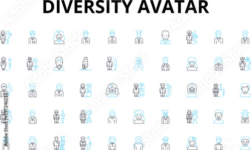 Diversity avatar linear icons set. Inclusivity, Representation, Identity, Equality, Culture, Diversity, Multiculturalism vector symbols and line concept signs. Generative AI