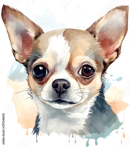 Drawing of Cute Dog Chihuahua Portrait
