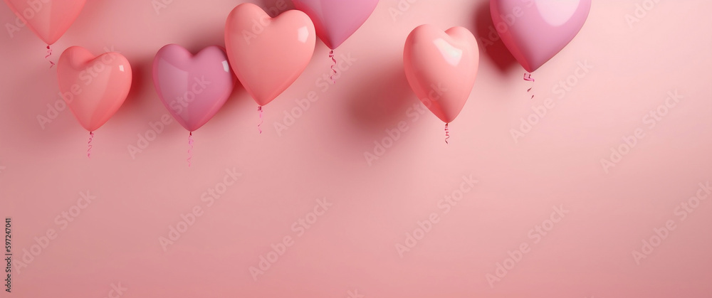 Heart pink balloon for Happy Mother's Day banner, woman's day, Generative AI
