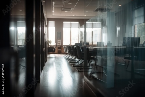 Empty meeting room in office. Neural network AI generated