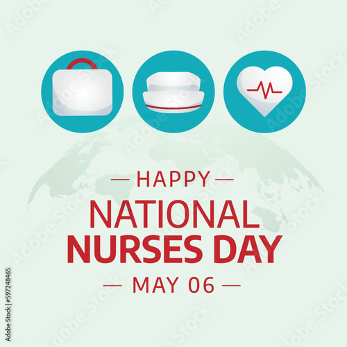 national nurses day celebration design template. nurses day vector illustration. nurses day vector design. flat medical design with heart and hand design.