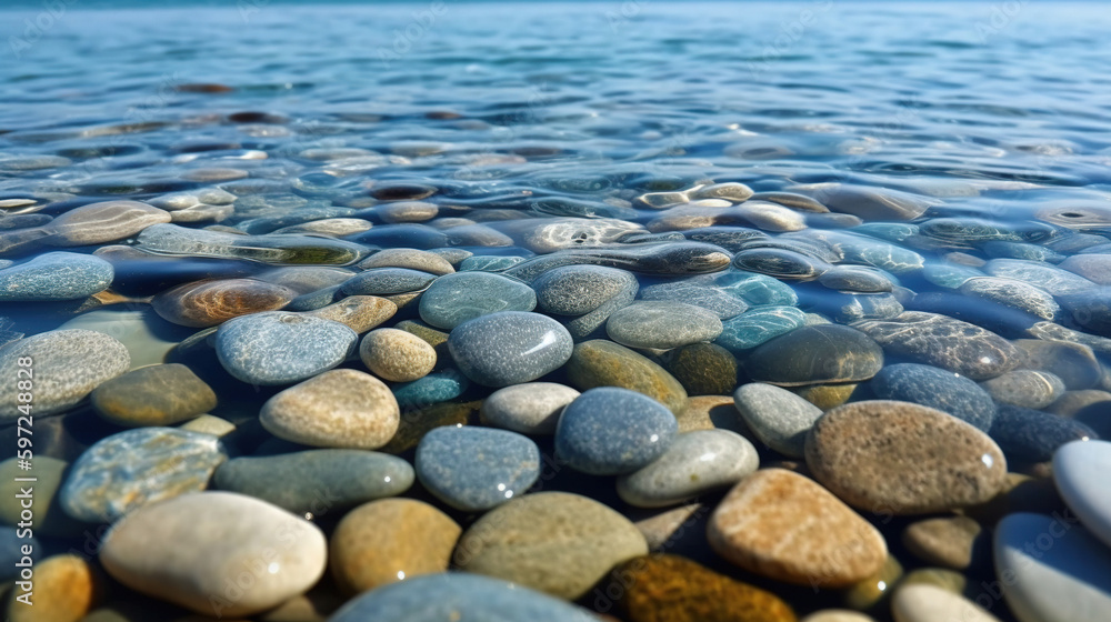 pebbles on the beach. Generative Ai pebbles on the beach. Generative Ai
