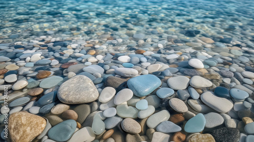 pebbles on the beach.  Generative Ai © Shades3d