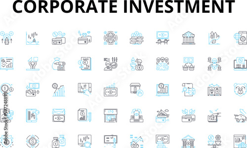 Corporate investment linear icons set. Diversification, Capital, Portfolio, Wealth, Growth, Fiscal, Assets vector symbols and line concept signs. Bonds,Stocks,Return illustration