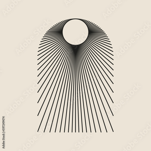 Boho frame arch vector illustration modern minimalistic retro aesthetic linear arc portal logo bohemian design element mystical geometric abstract border