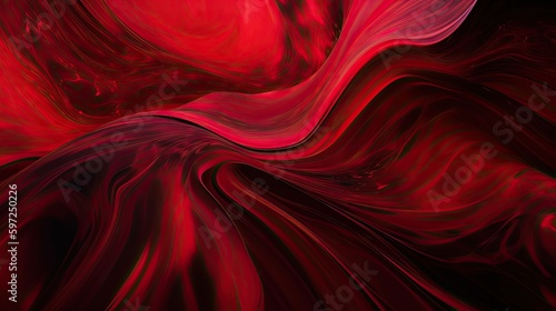 Love Is In The Air: Vibrant Red Satin Wallpaper Pattern with Synthewave Fluid Texture: Generative AI