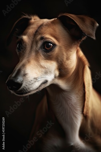 Loving Portrait of a Domestic Greyhound Dog: Capturing a Brown Breed Mammal Pet: Generative AI © Web