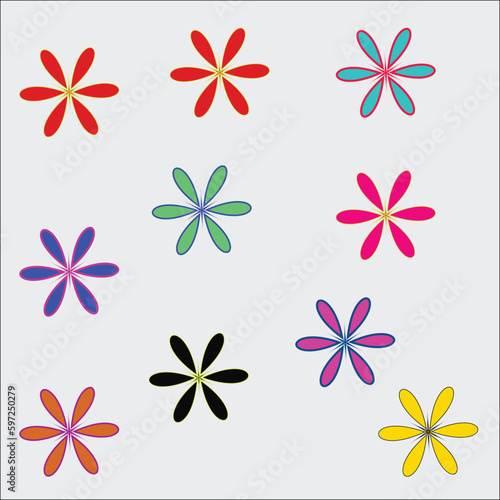 Set of decorative floral design elements. Flat cartoon vector illustration. Illustration of nature flower spring and summer in garden. 