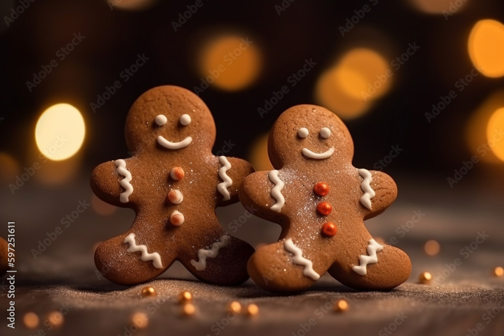 gingerbread man happy and smiling. Generative AI gingerbread man happy and smiling. Generative AI