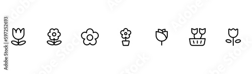 flower icon, Rose, tulip in vase, spring blossom, flat vector and illustration, graphic, editable stroke. Suitable for website design, logo, app, template, and ui ux.