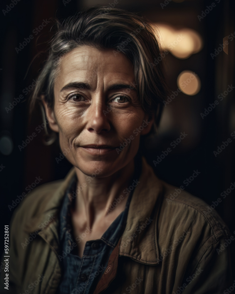 AI generated portrait of a middle aged woman with wrinkles AI generated portrait of a middle aged woman with wrinkles