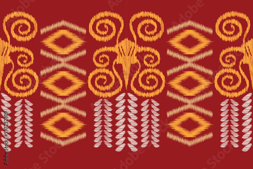 Ethnic Ikat fabric pattern geometric style.African Ikat embroidery Ethnic oriental pattern red background. Abstract,vector,illustration.For texture,clothing,scraf,decoration,carpet.