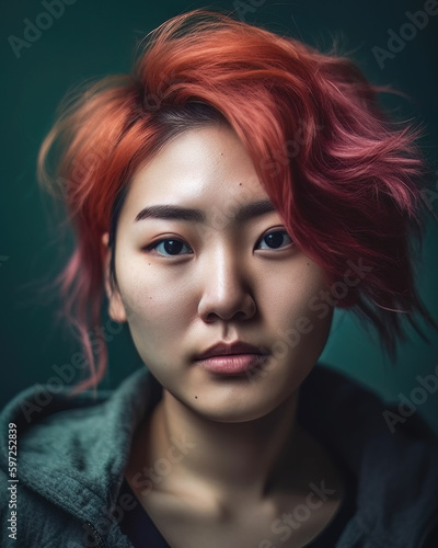 AI generated portrait of woman with colorful hair