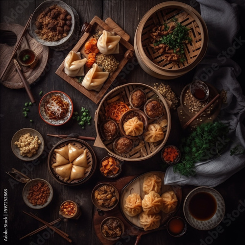 amazing photo of delicious chinese takeout food food photo , generative ai