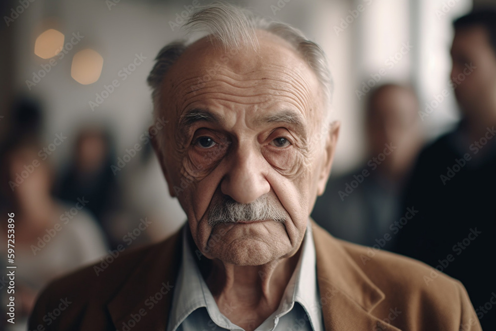 old man closeup face, sad or unmotivated. Generative AI old man closeup face, sad or unmotivated. Generative AI