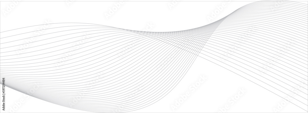 Fototapeta premium Gray and white abstract background with flowing particles. Digital future technology concept. Abstract white paper wave background and abstract gradient and white wave curve lines.