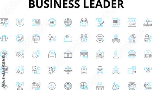 business Leader linear icons set. Visionary, Innovative, Strategic, Dynamic, Charismatic, Bold, Inspirational vector symbols and line concept signs. Decisive,Result-oriented,Visionary Generative AI