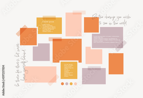 Vector photo collage template moodboard pictures grids vector illustration