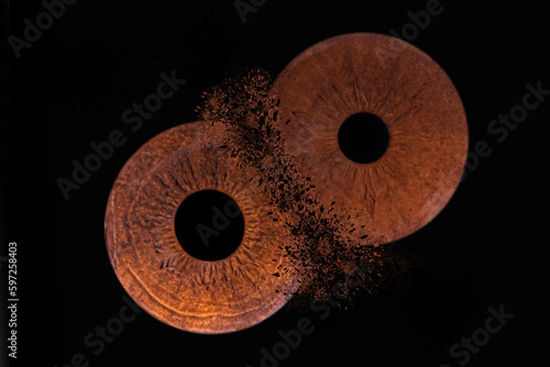 two separate pupils on a black background