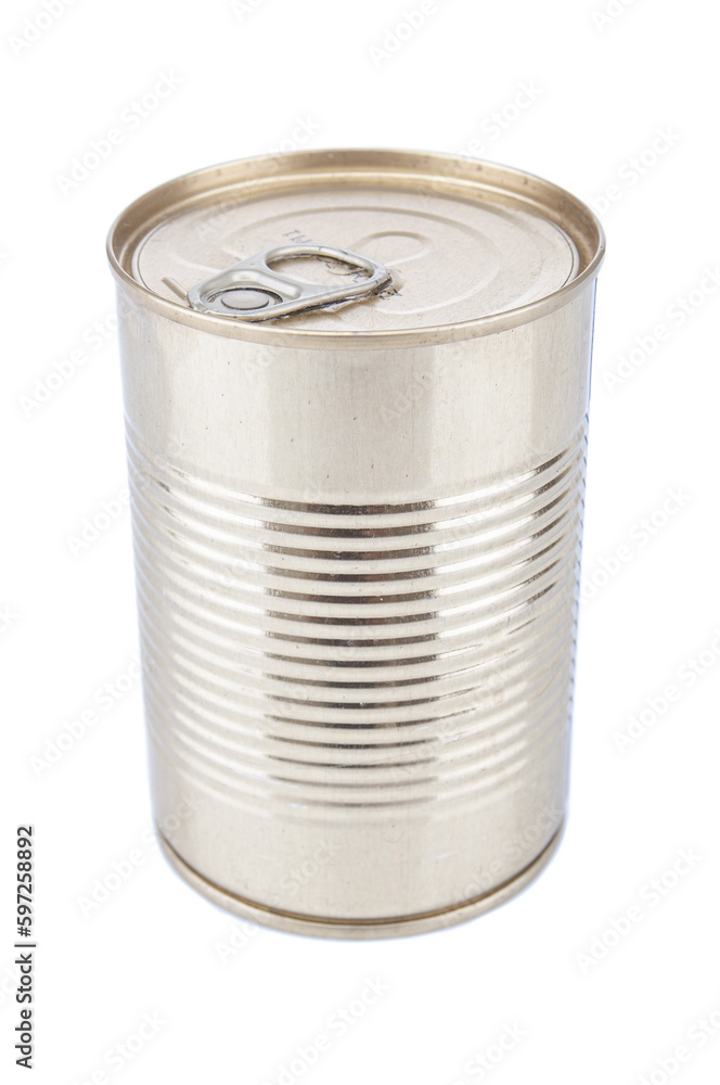 Tin can food close up isolated on white background Tin can food close up isolated on white background