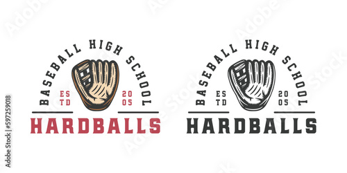 Vintage retro baseball sport emblem, logo, badge, label. mark, poster or print. Monochrome Graphic Art. Vector Illustration.