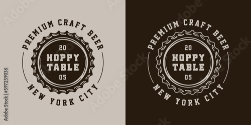 Vintage retro beer brewing emblem, logo, badge, label. mark, poster or print. Monochrome Graphic Art. Engraving style vecctor