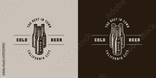 Vintage retro beer brewing emblem, logo, badge, label. mark, poster or print. Monochrome Graphic Art. Engraving style vecctor