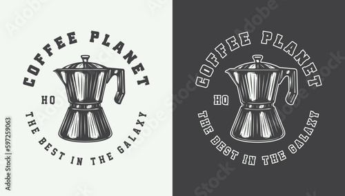 Set of vintage retro coffee emblem, logo, badge, label. mark, poster or print