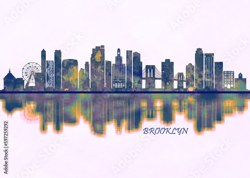 Brooklyn Skyline, Cityscape, Skyscraper, Buildings, Landscape, city background, modern architecture, downtown, abstract, Landmarks, travel, business, building, view, corporate