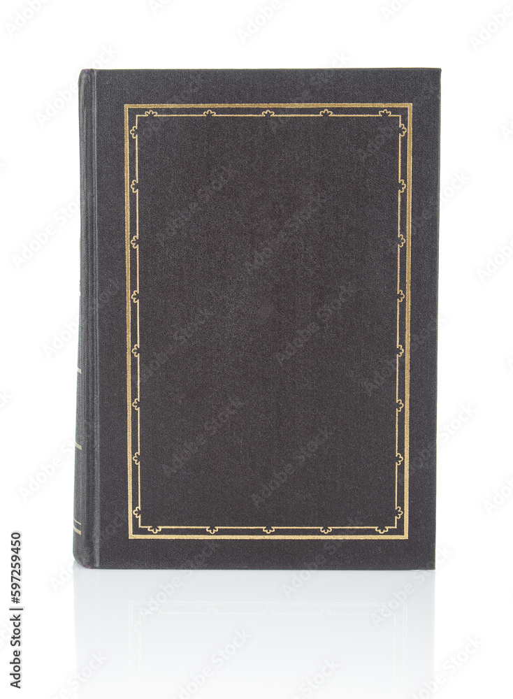 Book with hard brown cover close up on a white background Book with hard brown cover close up on a white background