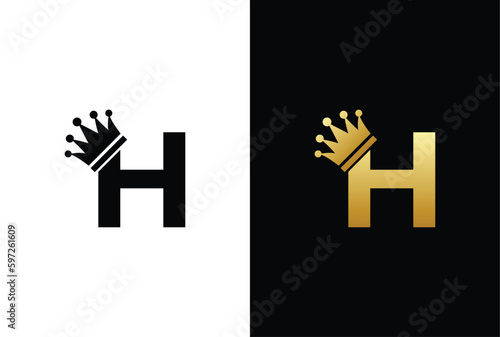 initial letter H crown logo, king royal brand company logo design vector template