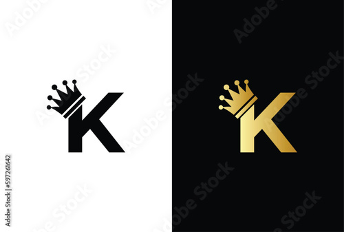 initial letter K crown logo, king royal brand company logo design vector template