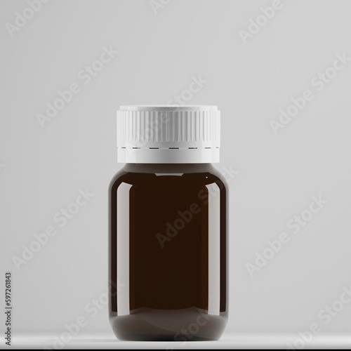 brown bottle glass with white cap 3d rendering 