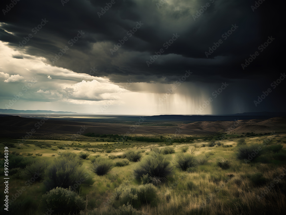 clouds over the landscape, dark weather