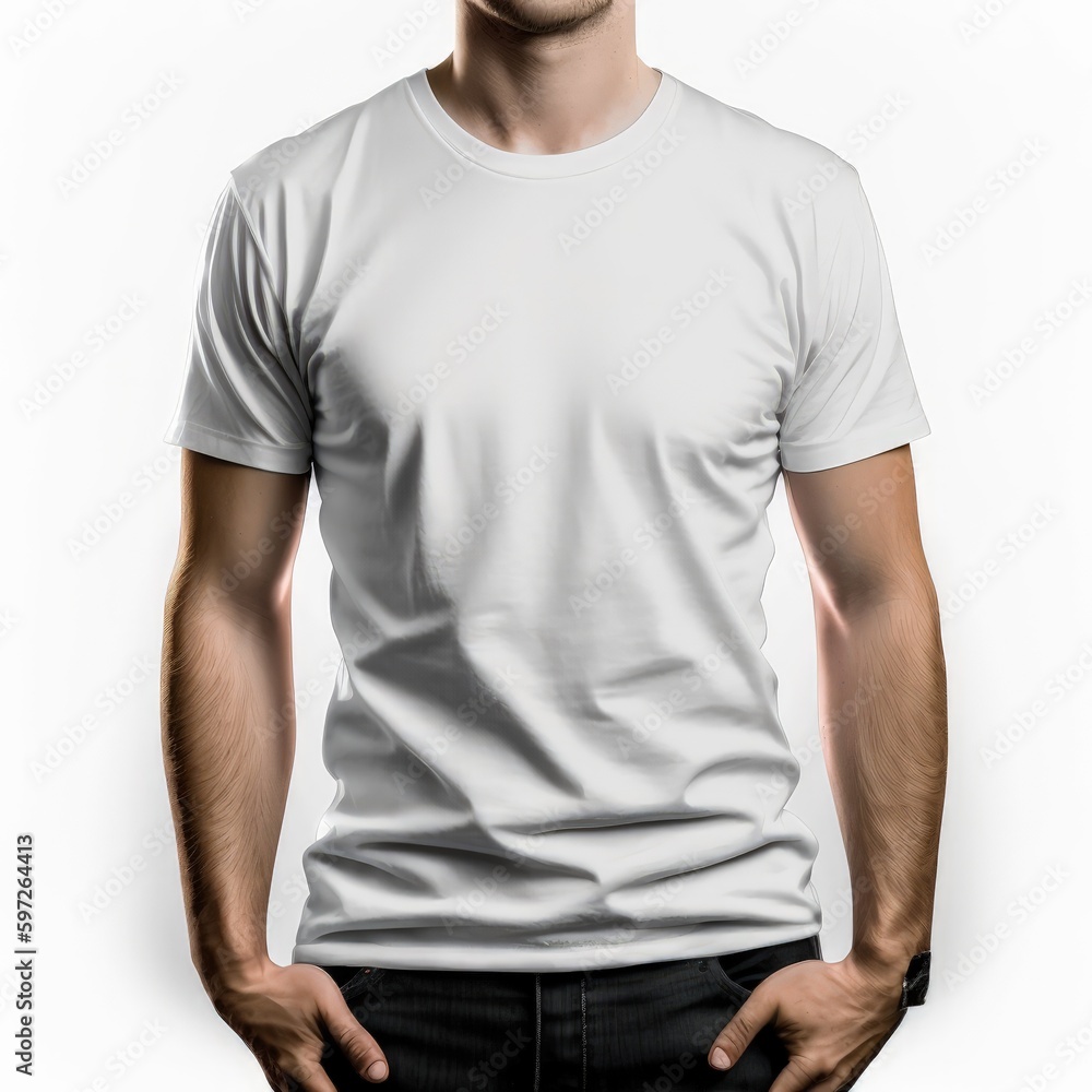 Minimalistic Style: White T-Shirt Mockup for Men Minimalistic Style: White T-Shirt Mockup for Men