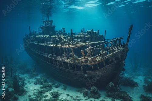 Technology-enabled sea wreck. Generative AI